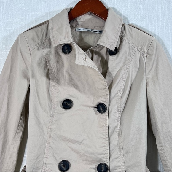 Stradivarius Beige Tan Belted Button Front Trench Jacket Coat Size M - Picture 3 of 14